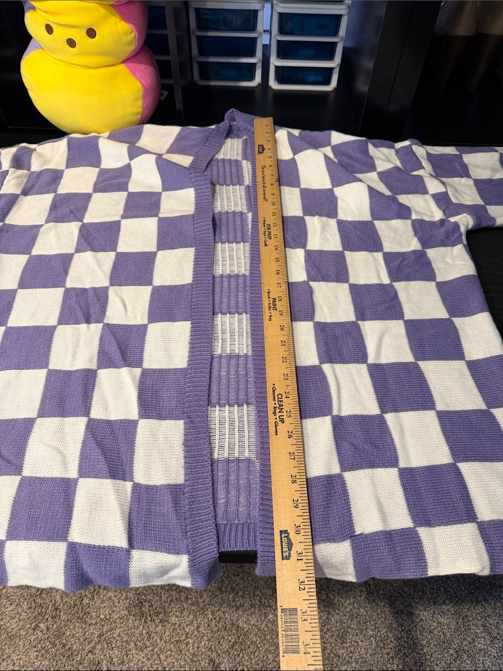#644. Purple checker cardigan. 2x - Picture 3 of 6